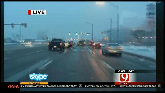 Road Conditions Following Snow Storm In Oklahoma City