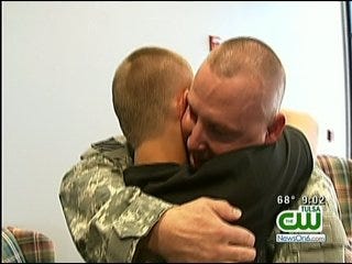 Green Country Soldier Back On The Homefront Surprises Children At School