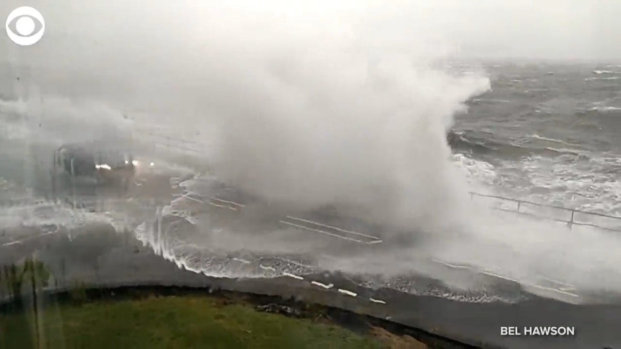 SCARY! Waves Crashed Over Vehicles On A Road In Scotland
