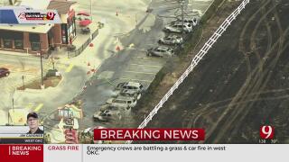 Grass Fire Engulfs Vehicles In West Oklahoma City Chick-Fil-A Parking Lot