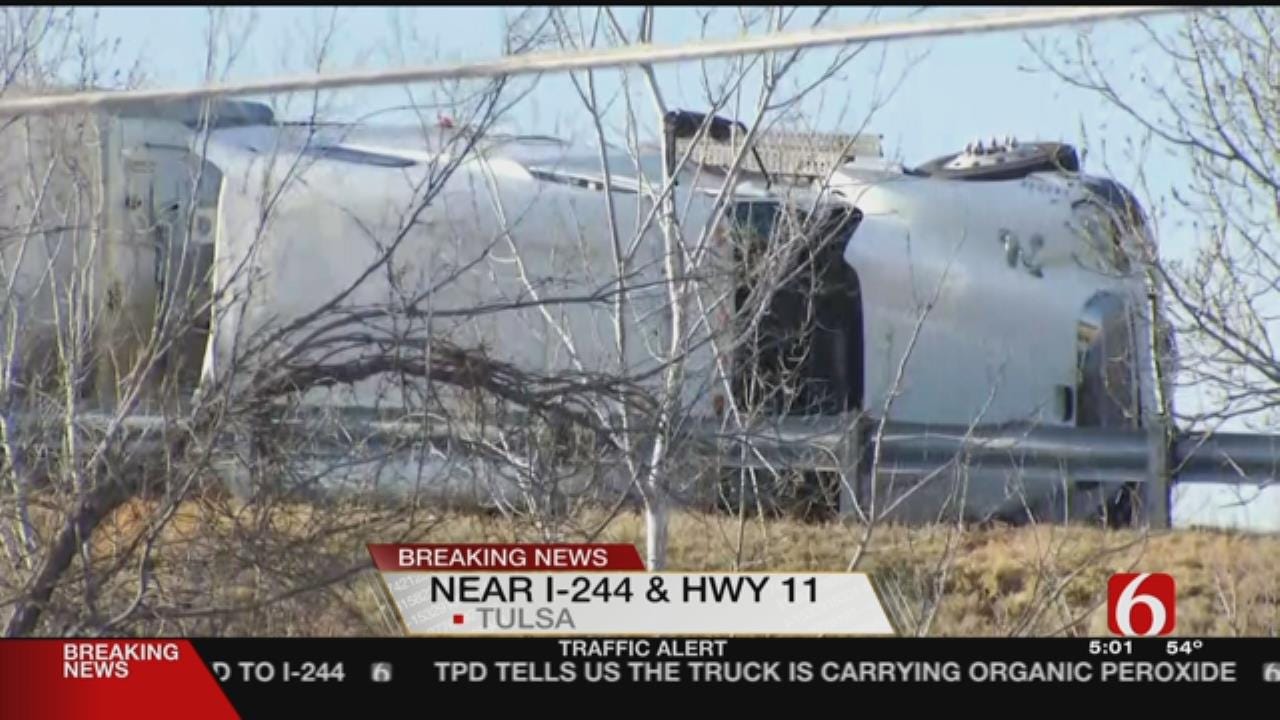 Truck Carrying Hazardous Material Crashes On Tulsa Highway