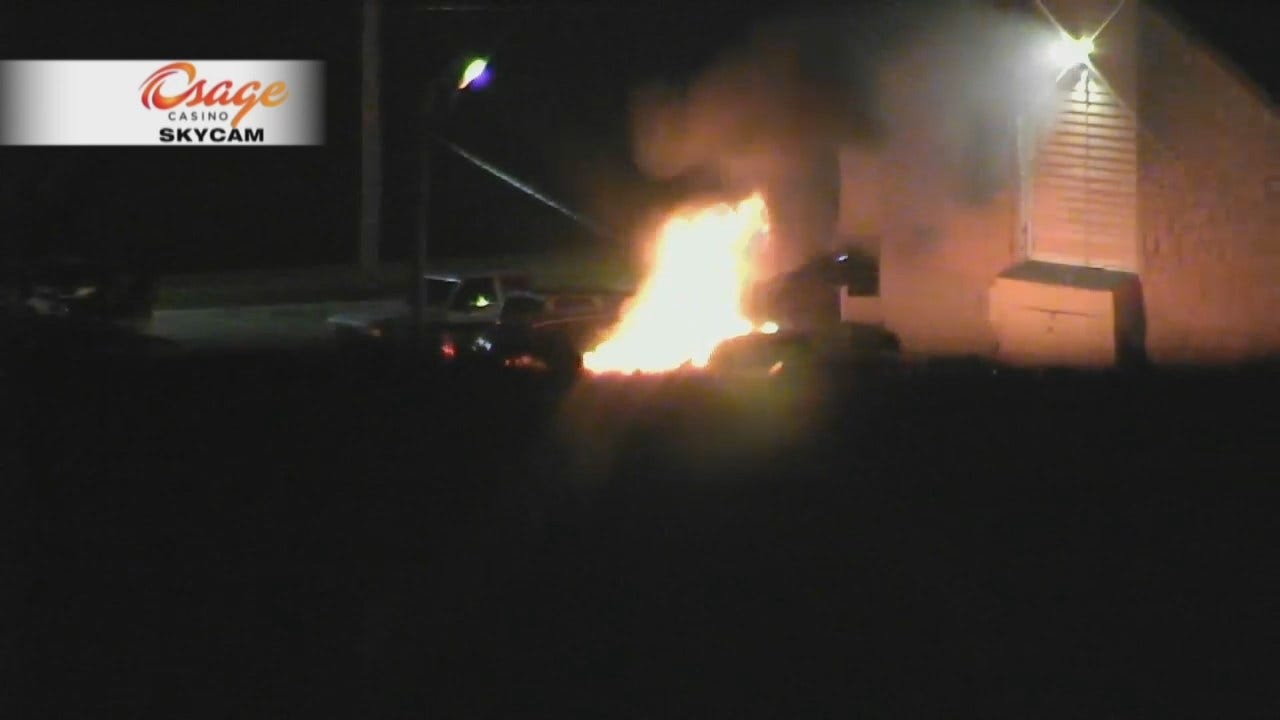 Osage Casino SkyCam Network Captures Car Fire Video