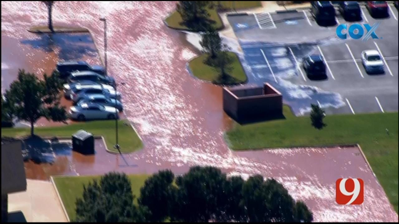 Bob Mills SkyNews 9 Flies Over Water Main Break Near Mercy Hospital
