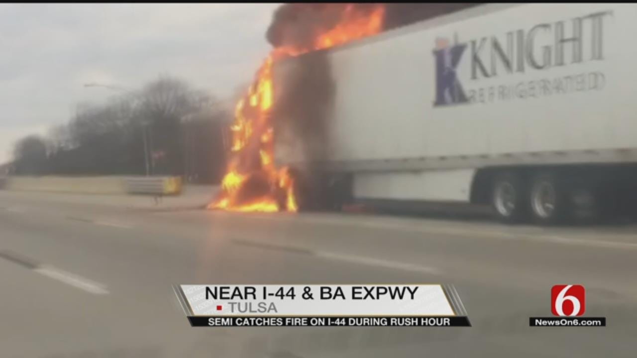 Tulsa Crews Battle Interstate Semi Fire