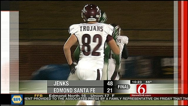 Jenks Cruises Into Semifinals With 48-21 Win