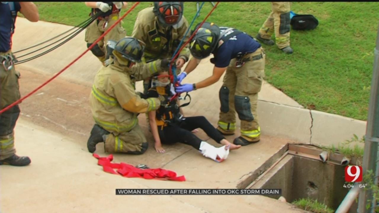 Woman Rescued After Falling Into OKC Storm Drain
