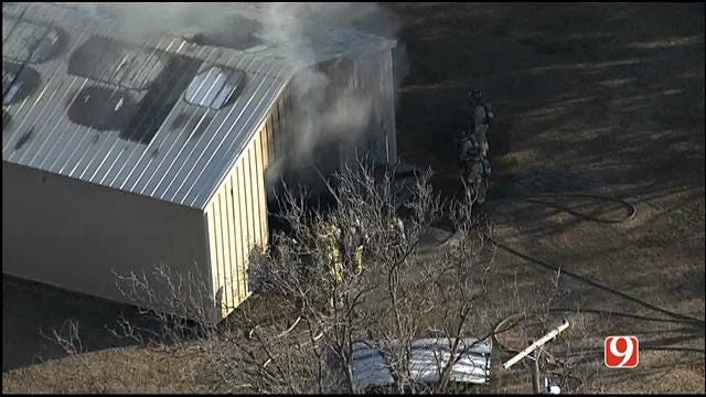 WEB EXTRA: SkyNews 9 Flies Over Structure Fire In NE Oklahoma City
