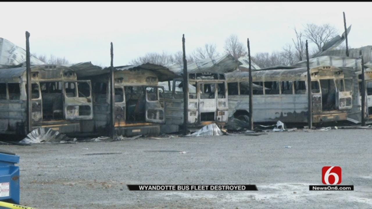 Most Of Wyandotte Public School Bus Fleet Destroyed In Fire
