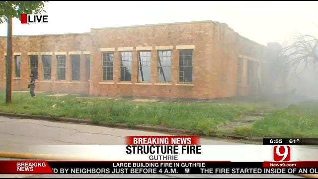 Abandoned School Building In Guthrie Catches Fire
