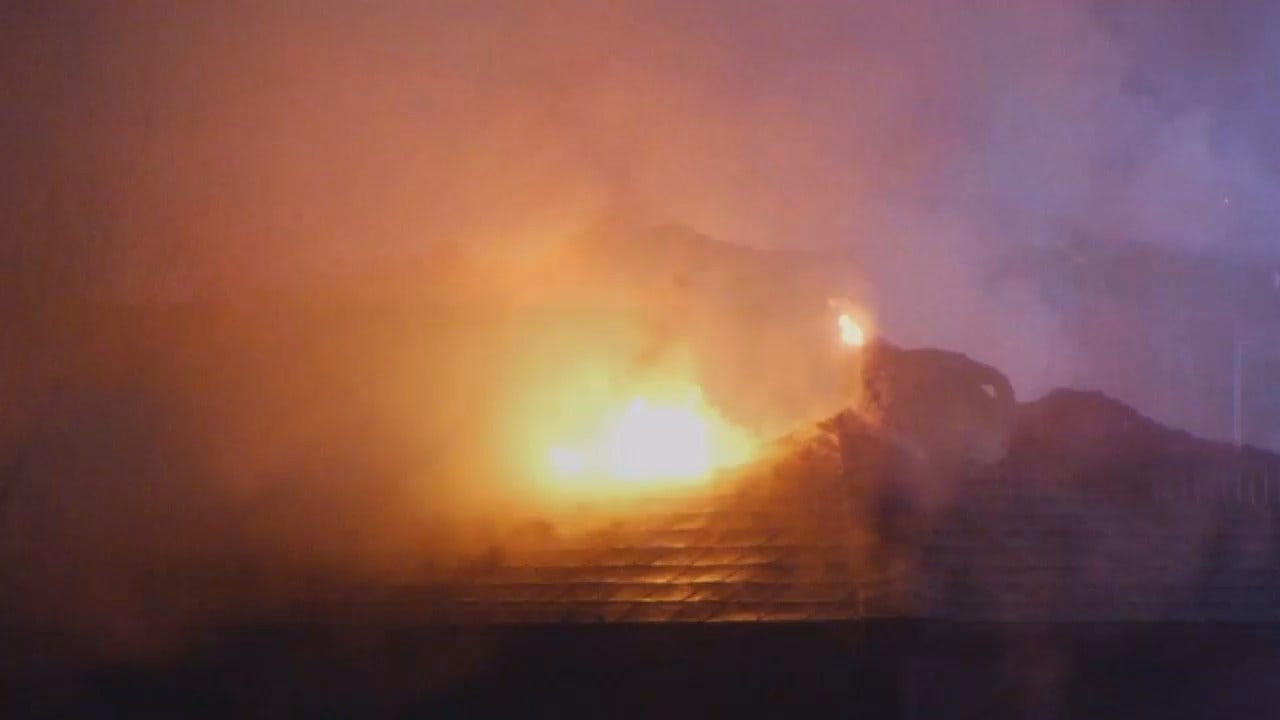 WEB EXTRA: Video From Scene Of Rural Creek County Pool House Fire