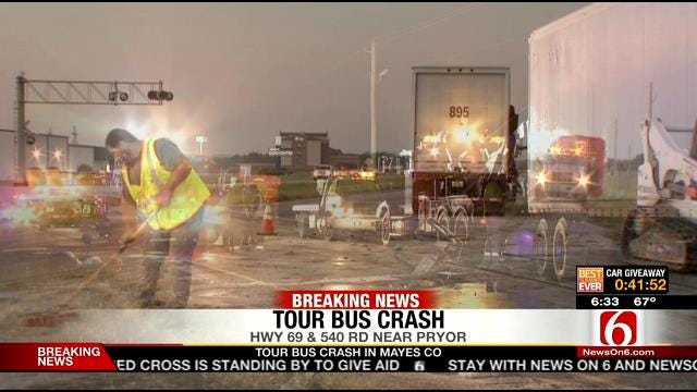 11 People Hospitalized When Semi Rear-Ends Tour Bus