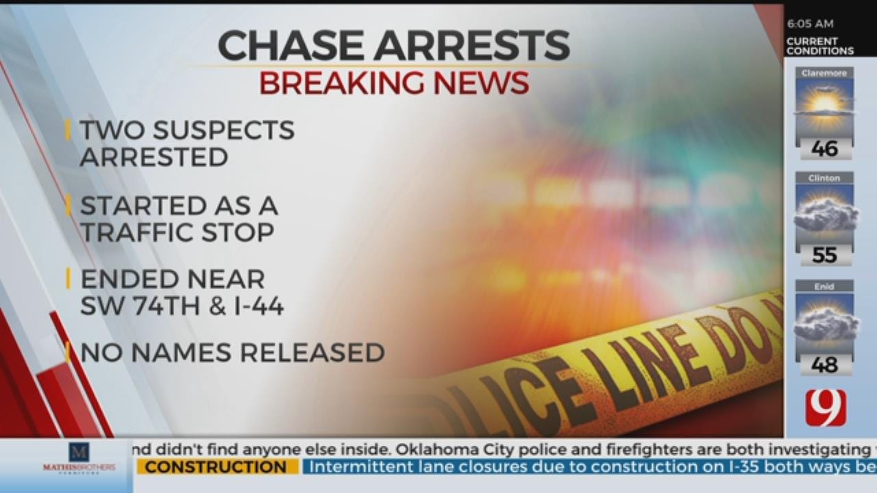 2 Arrested After Overnight Chase In SW Oklahoma City