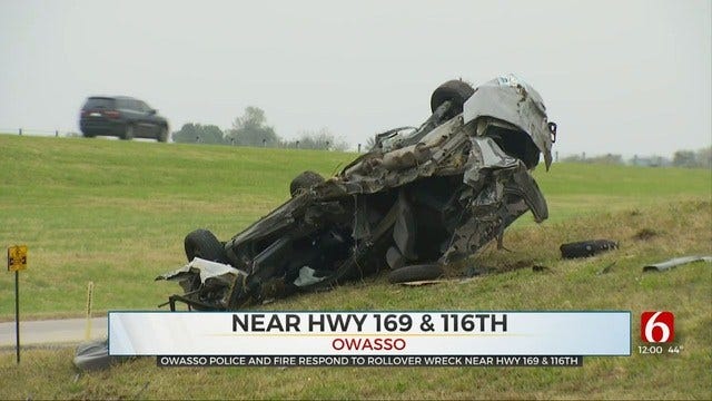 Driver Badly Hurt In Owasso Rollover Wreck