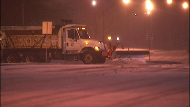 WEB EXTRA: City of Tulsa Sand Truck Clearing Streets