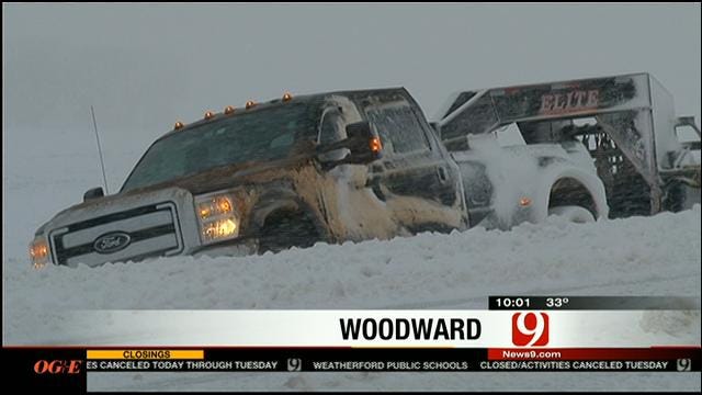 Near White-Out Conditions In Woodward Due To Winter Storm
