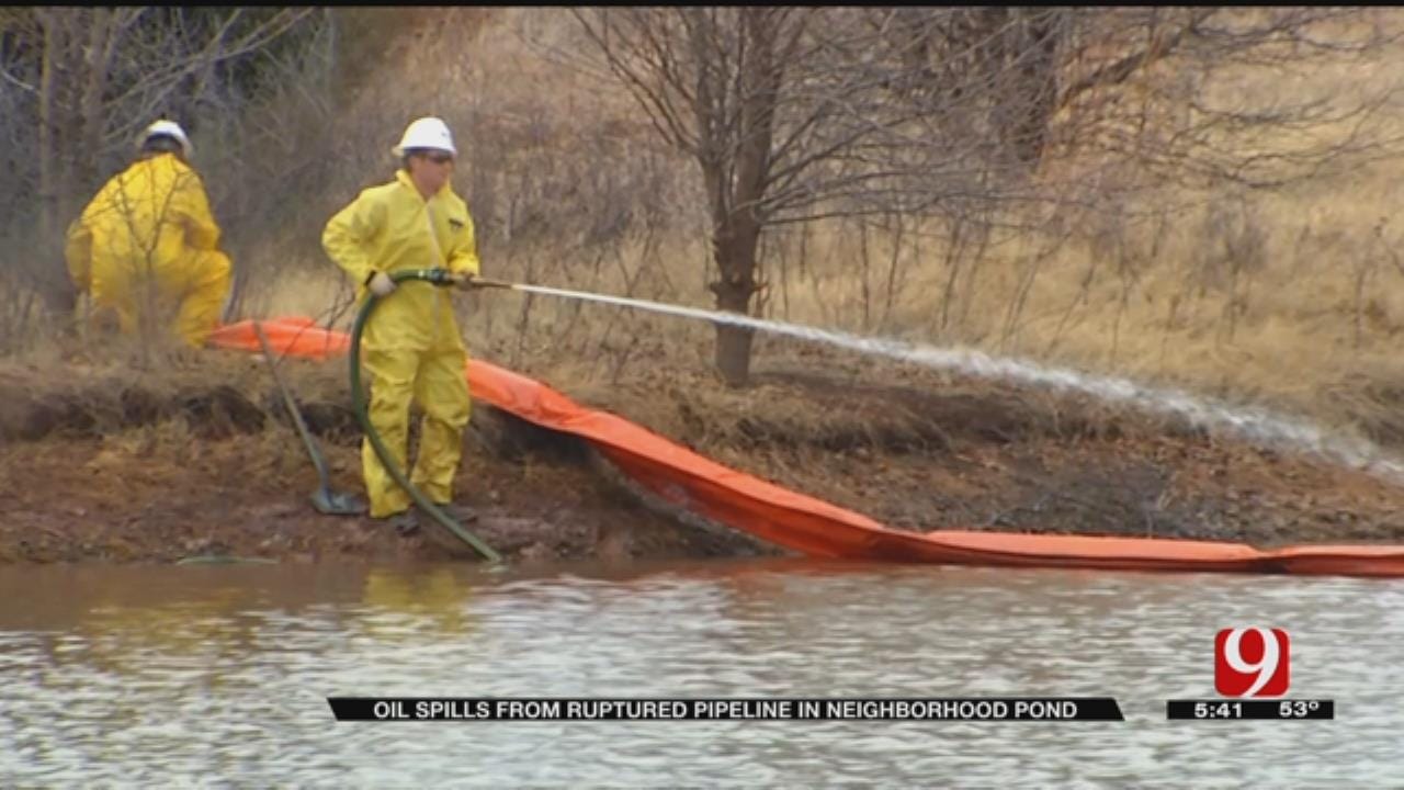 Neighbors Concerned After Oil Spills Into Pond