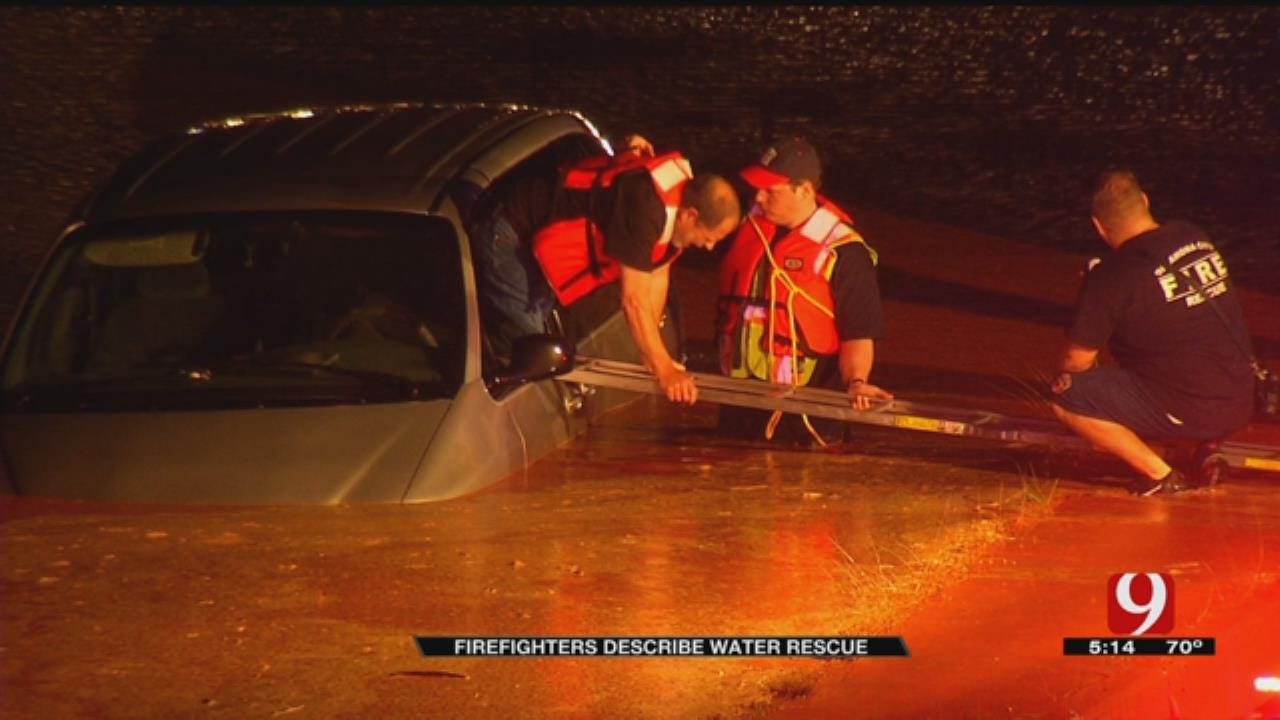 OKC Firefighters Talk About Rescuing Man From Flooded Car