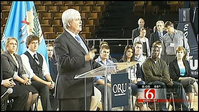 Republican Presidential Hopeful Newt Gingrich Visits Mabee Center