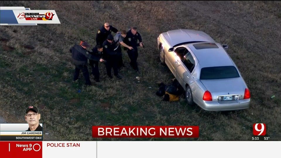 WATCH: OKC Pursuit, Standoff Suspect Taken Into Custody After Police Deploy Bean Bag Shotgun