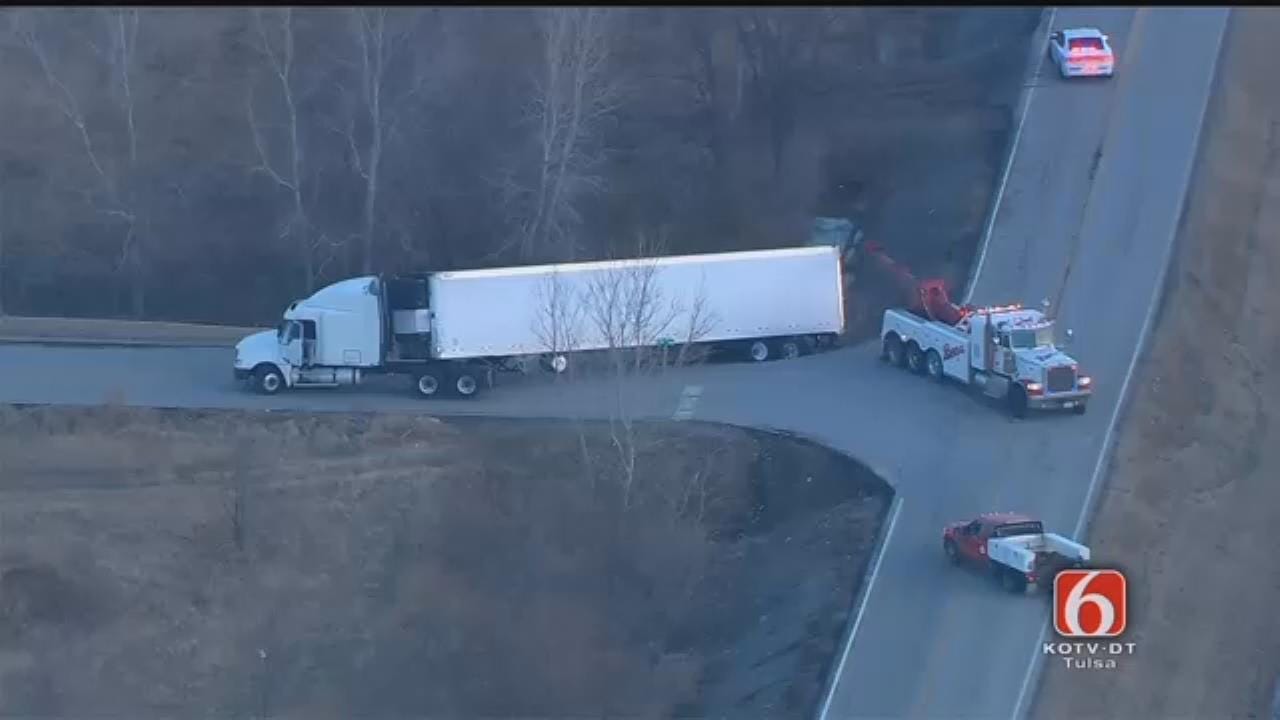 WATCH NOW: Osage SkyNews 6: Semi Drops Off The Road In Owasso