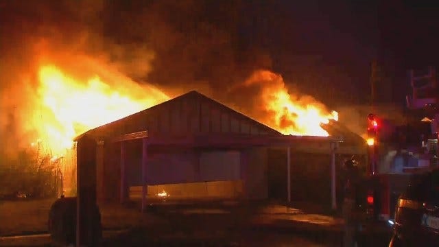 WEB EXTRA: Video Of Flames From East Tulsa House Fire