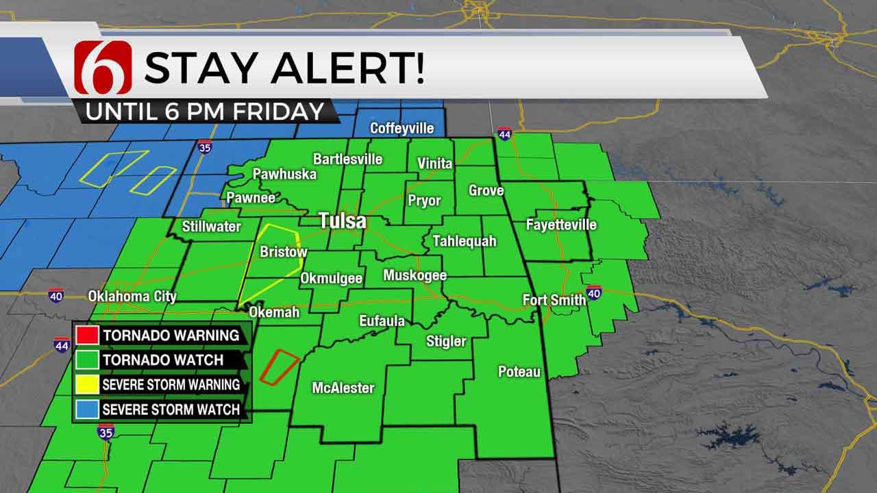 UPDATE: Tornado Watch Issued For Most Of Eastern Oklahoma