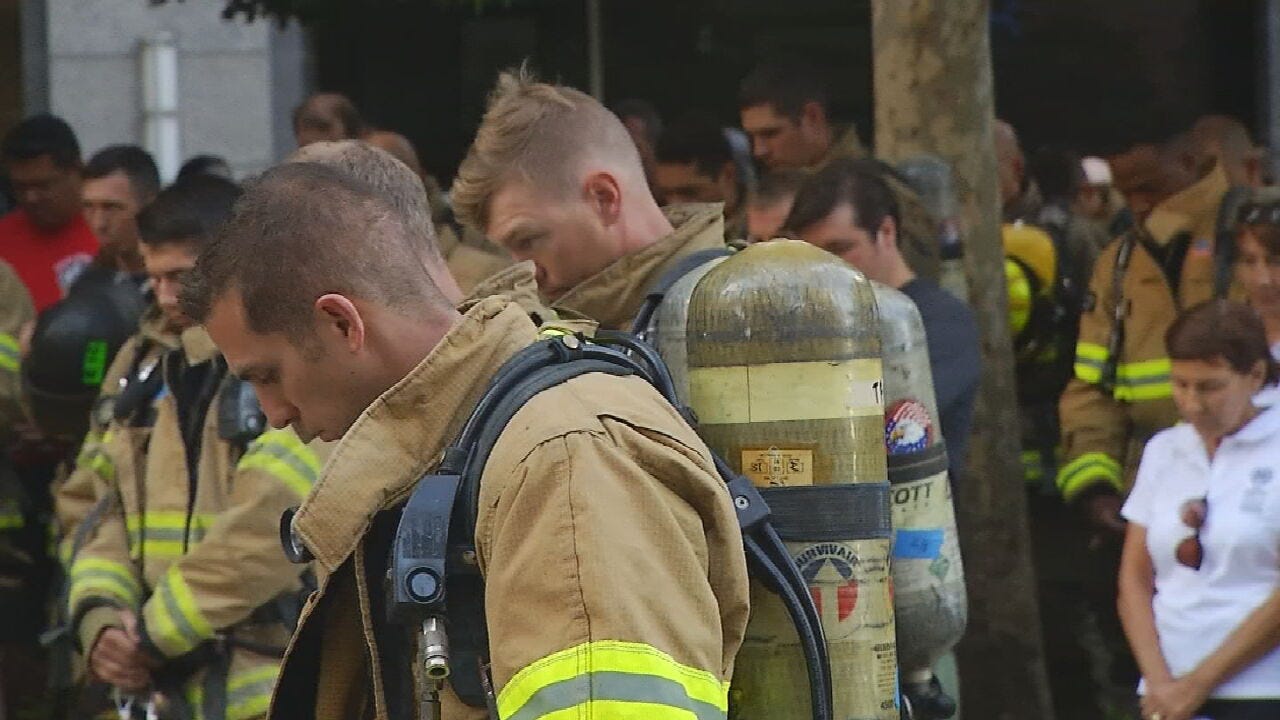 First Responders Take Part In Tulsa Stair Climb In Remembrance of 9/11