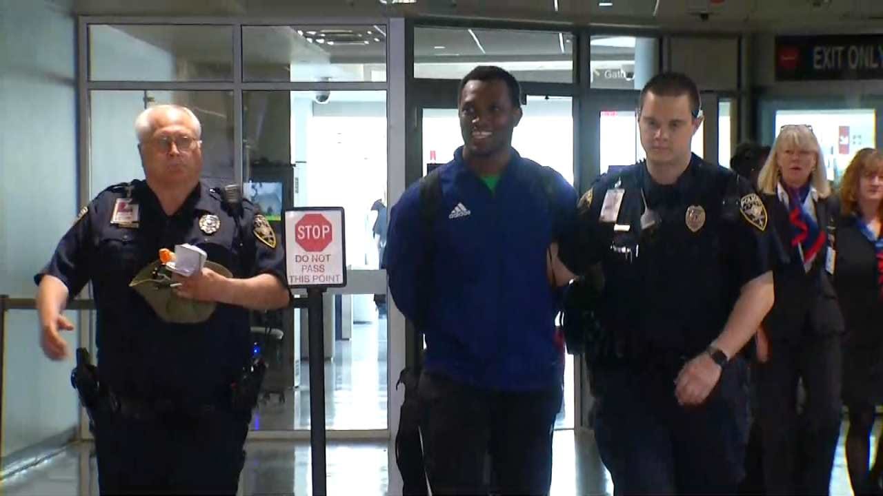 WEB EXTRA: Man In Custody After Plan Diverts To Tulsa Airport