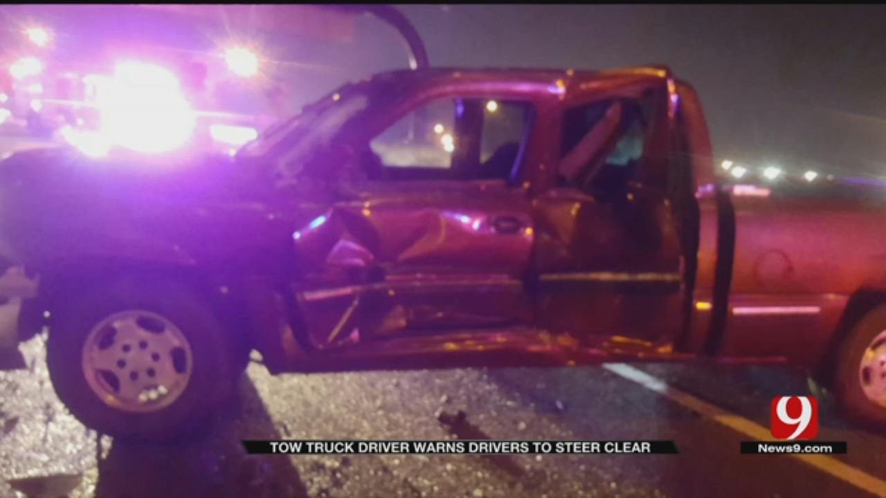 Driver Urges Caution After Vehicle Smashes Into His Tow Truck